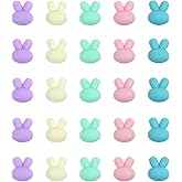 Mimalexin 25PCS Rabbit Silicone Beads, Colorful 3D Bunny Focal Beads, Mini Silicone for Keychain Making, Creative Loose Beads Bulk for Pens DIY Handmade Crafts Necklace Bracelet Lanyard