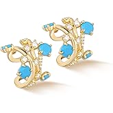 MYEARS Women Ear Cuff Earring Gold Non Pierced Cartilage Clip on Open Wrap Turquoise 14K Gold Plated Simple Hypoallergenic Everyday Jewelry