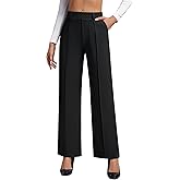 OULESlS Dress Pants for Women Work Pants Wide Leg Pull On Stretchy Business Casual Trousers High Waisted Slacks with Pockets