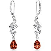 2 Carat Birthstone Earrings 925 Sterling Silver Pear Cut Birthstone Dangle Earrings Jewelry for Anniversary Women Gifts