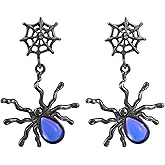 Halloween Earrings Black Spider Earrings with Moonstone Silver Earrings Punk Earrings for Women Halloween Party Earrings for Halloween Accessories
