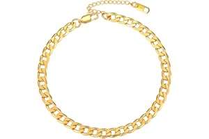 PROSTEEL Stainless Steel Chain Anklets for Men Women, Silver/Gold Tone, Ankle Bracelets Hypoallergenic, 8-10.5 Inch Adjustable, Come Gift Box