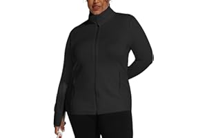 COOTRY Women's Plus Size Athletic Jackets Zip Up Lightweight Workout Running Track Jackets with Thumb Holes