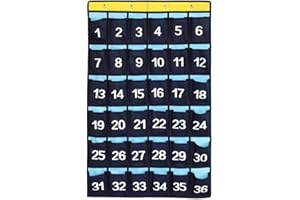 NIMES Numbered Organizer Classroom Pocket Chart for Cell Phones Calculators Holders Blue (36 Pockets)