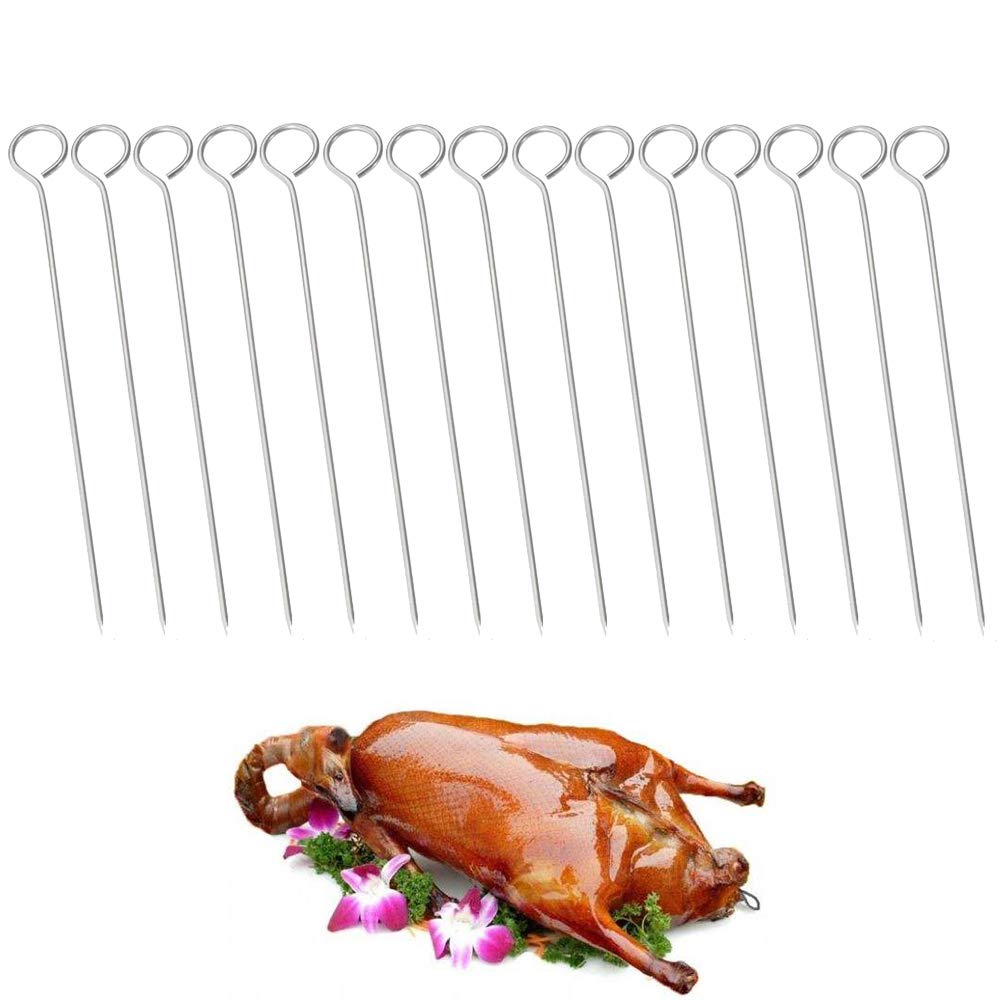 6 inch 100% Food-Grade 304 Stainless Steel Turkey Lacers, roll Needles, Meat Needles, Metal skewers, Cocktail skewers for Trussing Turkey and Poultry (15Pack)