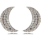 DEYOUM Moon Earrings for Women Trendy Bohemian Elegant Sparkling Unique Vintage Rhinestone Cubic Zirconia Moon Crescent Stud Earrings Holiday Party Fashion Jewelry Gifts