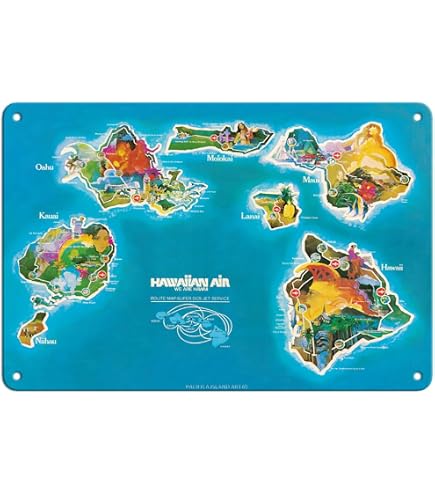 Amazon.com: Vintage Metal Tin Signs - Funny Hawaiian Islands Map