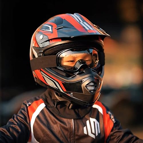 bike helmet w goggles gloves Adult HI-VIZ MOTOCROSS ATV OFFROAD Combo with and XXL Meets or exceeds FMVSS ILM Youth Dirt Bike Helmets