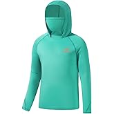 BASSDASH Youth UPF 50+ Hooded Shirts with Mask UV Neck Gaiter Sun Protection Long Sleeve T Shirt for Fishing Swim