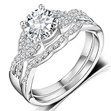 Hiyong Swirl Engagement Infinity Stacking Rings - Round Cut Cz Center Bridal Matching Band Set Size 5-11