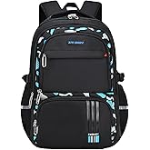 GRUOTEIS Camo Boys Backpack for School Kids, Camouflage School Bags Kids Backpack for Boys Bookbag, B-Camo-Black blue