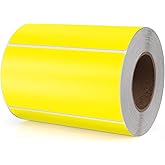 Meitaat Yellow Rectangle Stickers 4 x 2 Inch Color Coding Labels Vinyl Roll Self-Adhesive Waterproof Removable 500 PCS