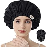 Years calm Reusable Waterproof Shower Caps for Women, Hair Caps for Showers, Double-Layer Elastic Design, for All Hairstyles, Travel-Friendly (black)