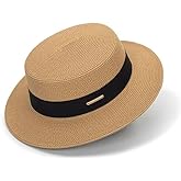 Women Beach Straw Sun Hat - Summer Classic Boater Sun Hat Panama Short Brim Fedora for Party Travel(S/M)