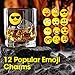 Emoji Charms with Suction 12 Pack, Perfect Markers for Everything from Wine Glass to Red Cups! Lifetime (Yellow)