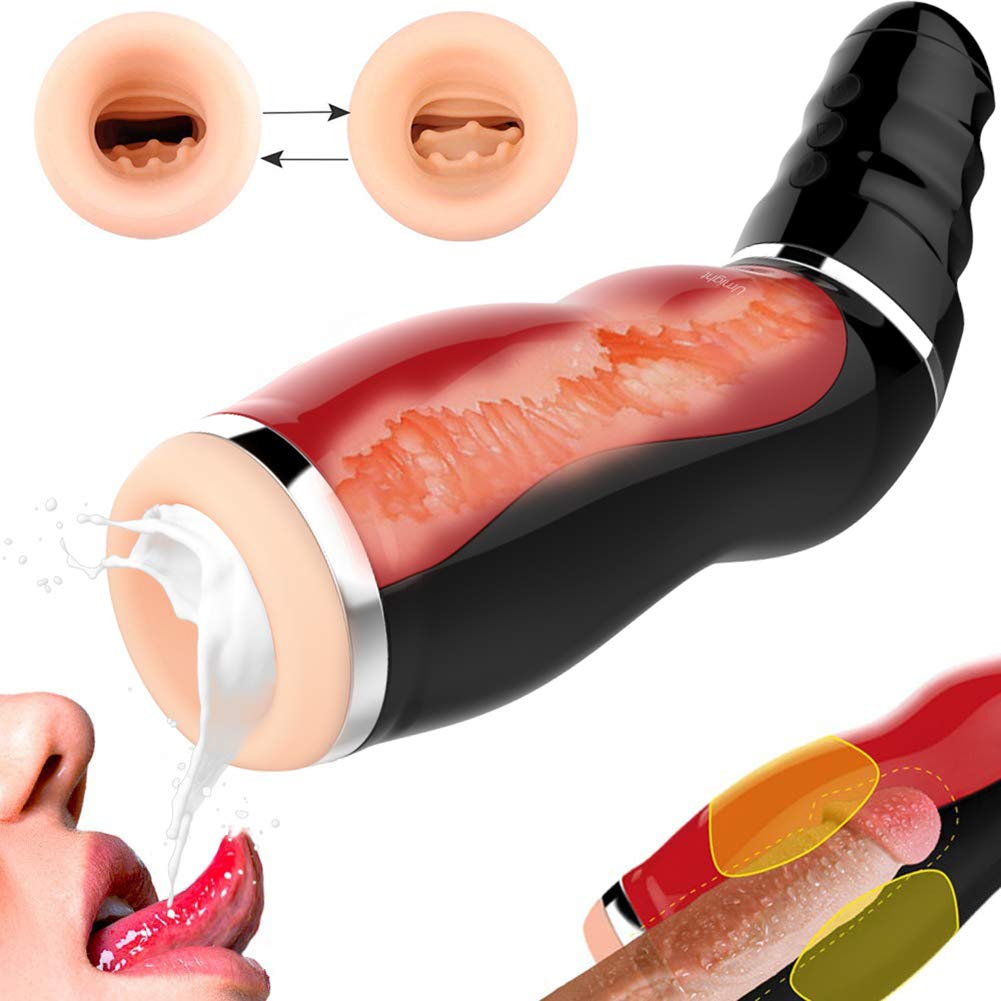 Urnight Masturbatoren Saugen Maschine Masturbation Cup mit Blowjob Stimme und 10 Frequenz 5 Geschwindigkeit Sexspielzeug Gay männer, Schwarz