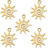 kkjoy 5Pcs Sun Moon Star Charms for Jewelry Making and Crafting, Stainless Steel Assorted Pendant Mini Charm Craft Supplies Accessories for DIY Bracelet Necklace Earrings