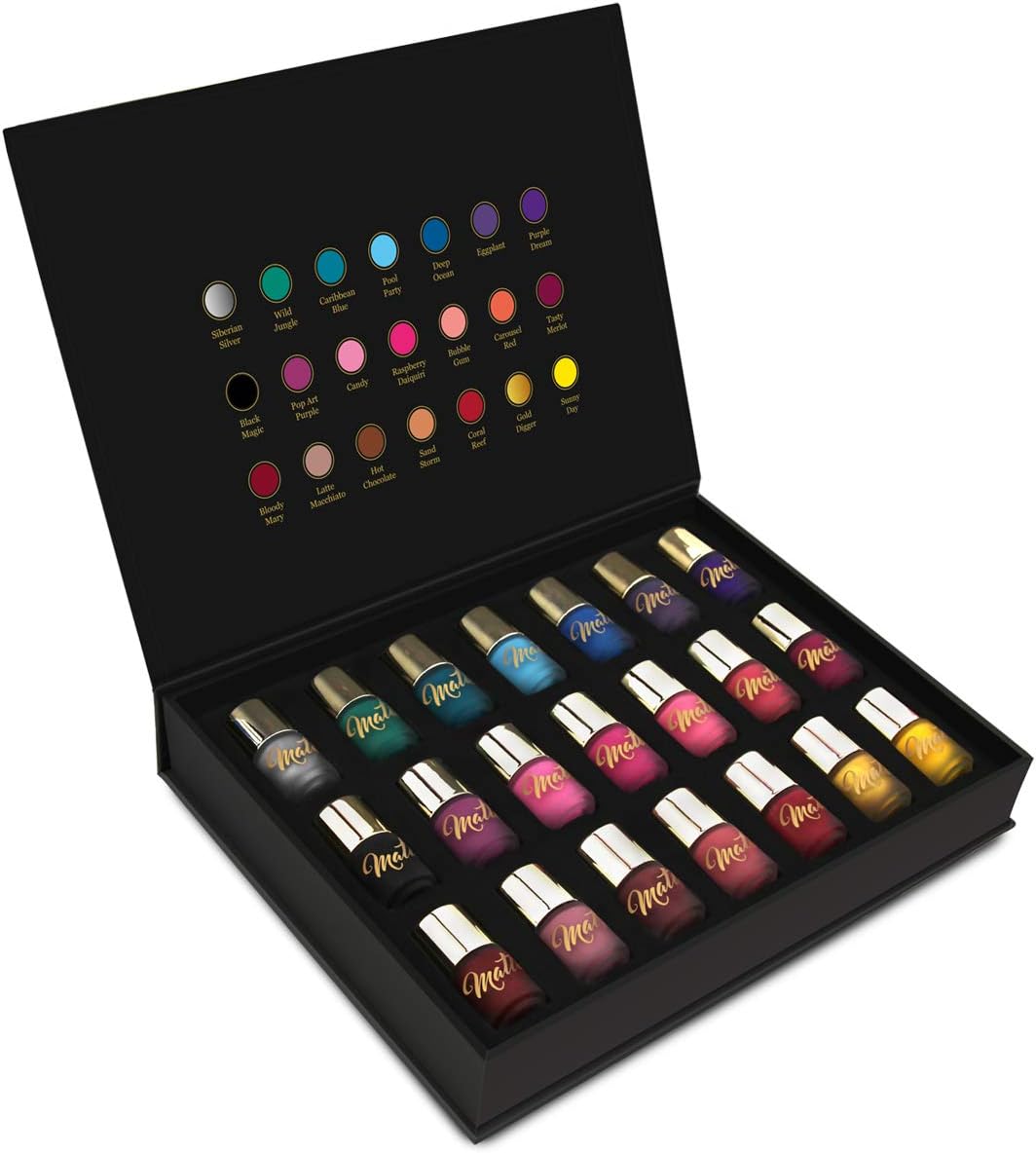 Matte Nail Polish Set, 18 Shades in a Luxury Black and Gold Box with Magnetic Closure - Image 4