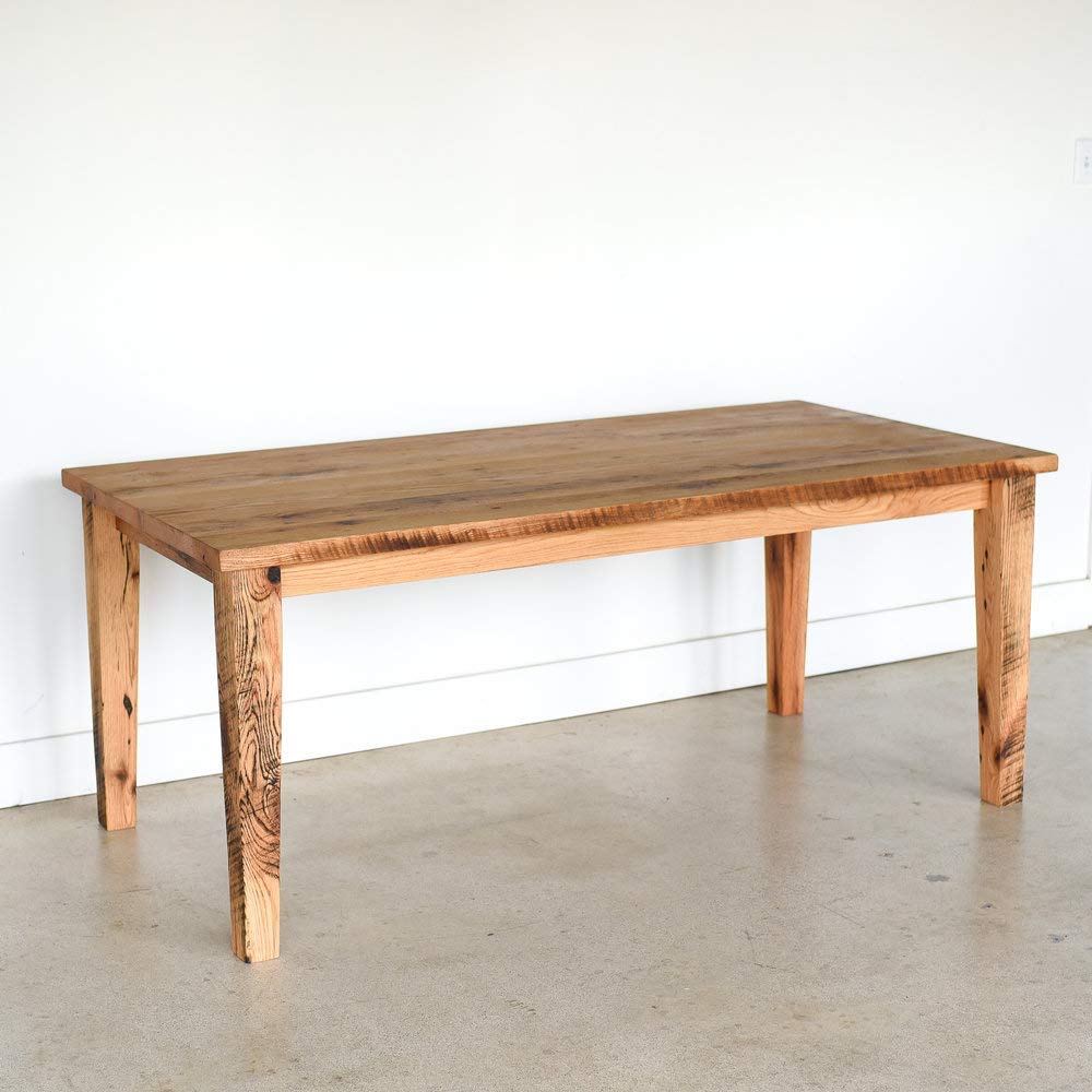 Amazon Com Reclaimed Wood Plank Dining Table With Tapered Legs