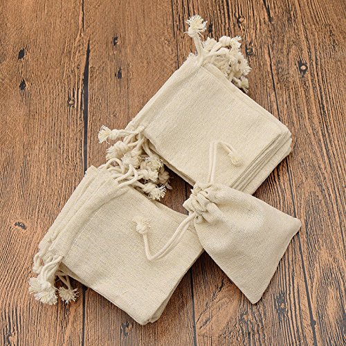 XENO-30 Pcs Mini Burlap Natural Linen Jute Sack Drawstring Gift Bags Jewelry Pouch