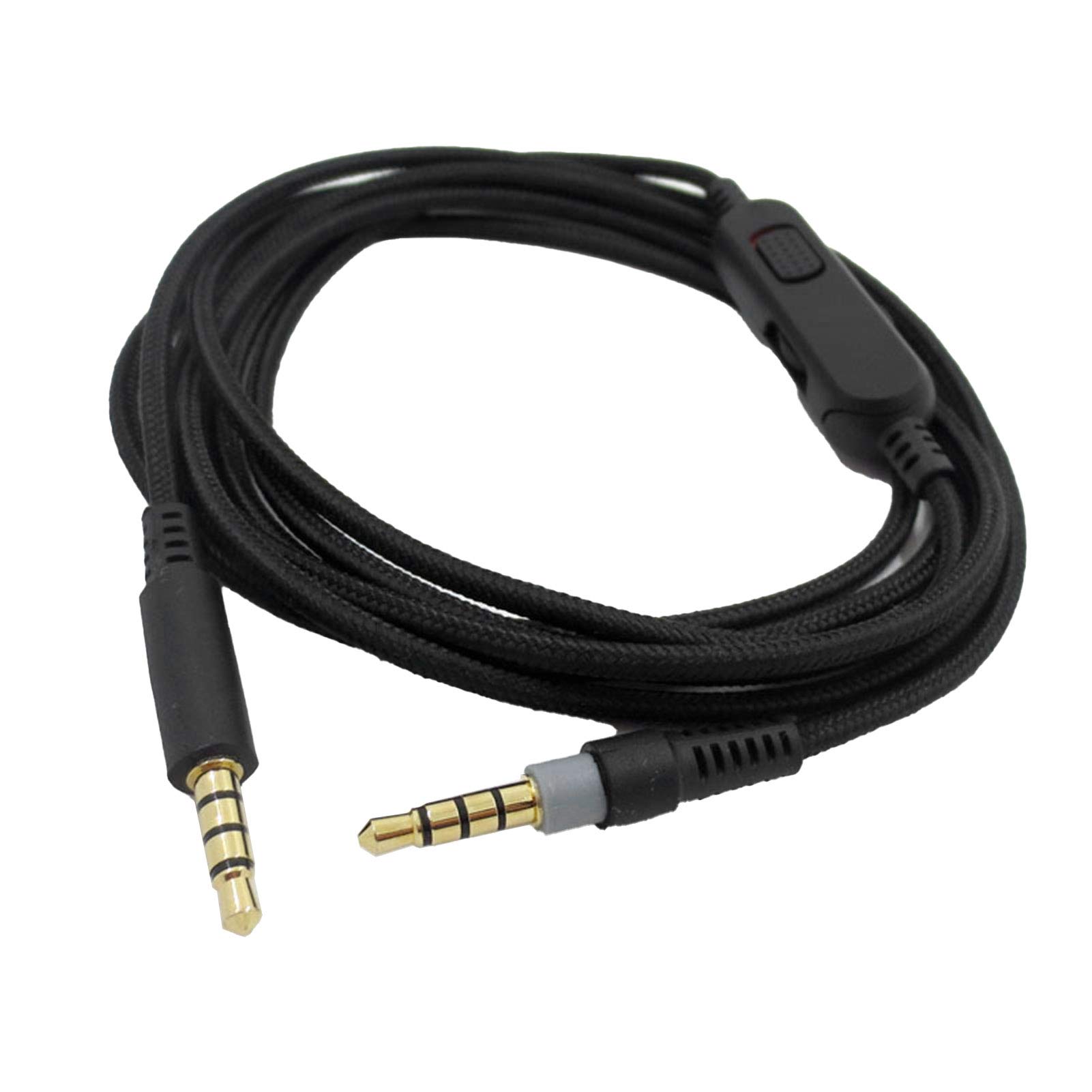 2m Headphone Audio Cable OFC Copper Wire for Kingston Cloud MIX Gaming Headset Volumn Adjusted Cord, Built-in Mute Control