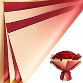 LeZakaa Valentines Flower Wrapping Paper, 20 Sheets Red Champagne Waterproof Reversible Gradient Floral Wrap for Bouquets, Valentines Day, Mothers Day, Wedding, Anniversary, Birthday, 22.8 x 19.7 in