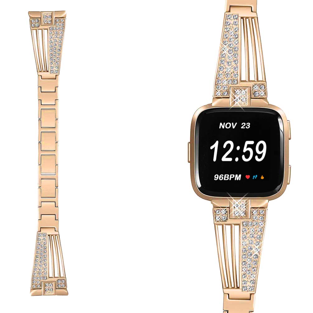 1pc Rhinestone Inlaid Stainless Steel Replacement Watch Band Elegant Fan-shaped Bracelet Strap Rose Gold Comfortable Durable Smartwatch Accessory