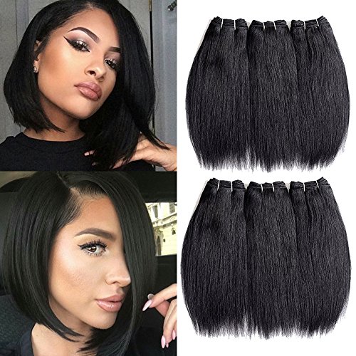 Inaly Brazilian Hair 6 Bundles Weave 8 Short Straight Virgin