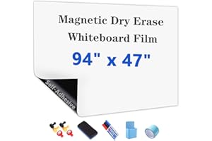 JUMUBOARD Magnetic Whiteboard Contact Paper 240 x 120 cm (~94" x 47") Adhesive Magnetic Dry Erase White Board Sticker for Wal