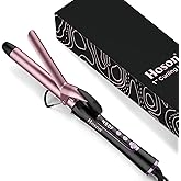 1 Inch Curling Iron, Dual Voltage Hair Curling Iron Heat up to 450°F, Professiona Curling Wand Ceramic Tourmaline(Rose Gold)