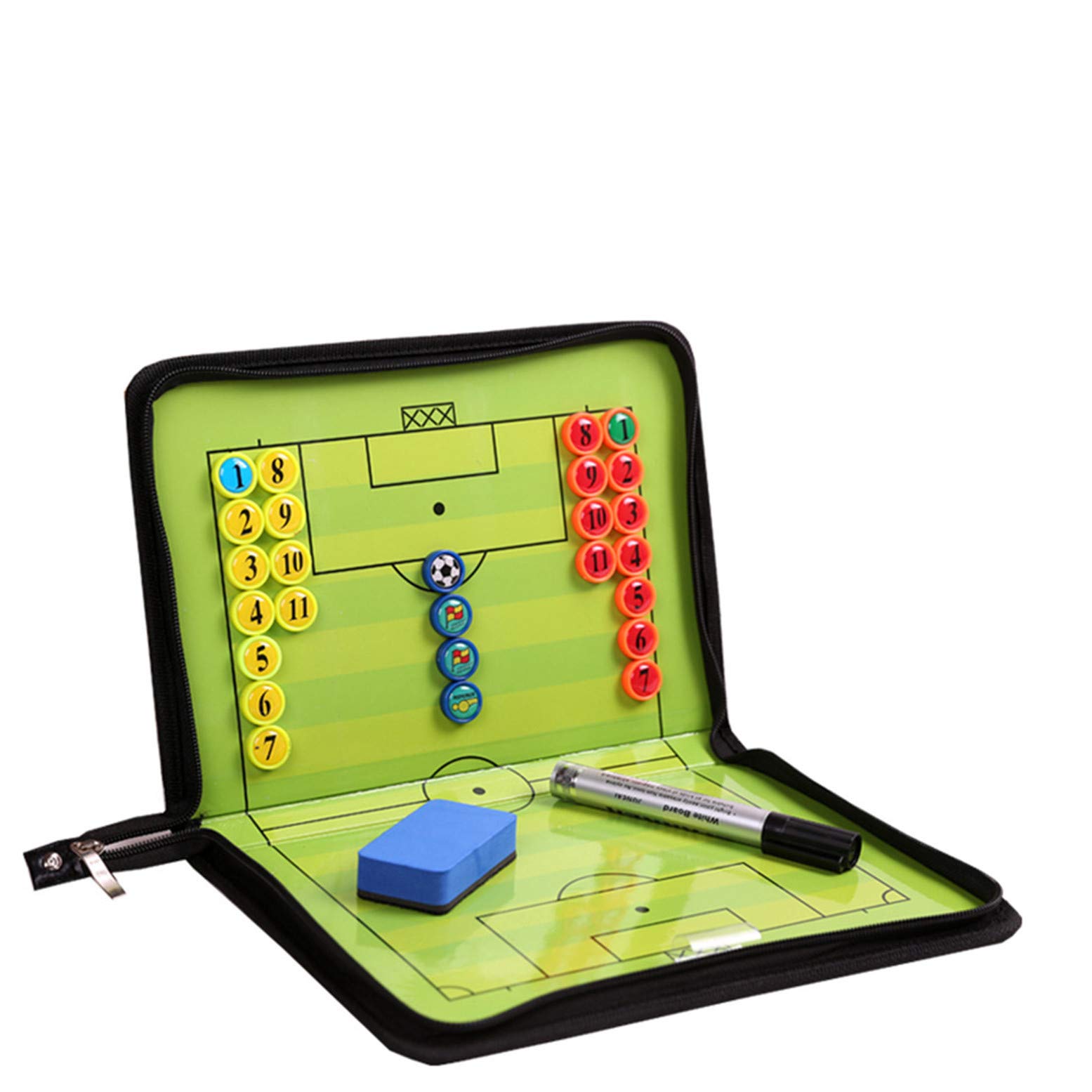 RoseFlower Magnetic Football Tactics Board, Portable Football Coaching Board Futsal Dry Erase Whiteboard Soccer Coach Marker Board Strategy Clipboard Folder Sport Equipment with Chess Piece Pen Eraser