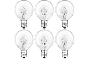 WOKHOK 25 Watt Wax Warmer Bulbs,Light Bulbs for Full Size Scentsy Warmer,120V/E12 Base Type G Bulb,Dimmable, Warm White, 6 Packs G40 Bulbs for Candle Lamp