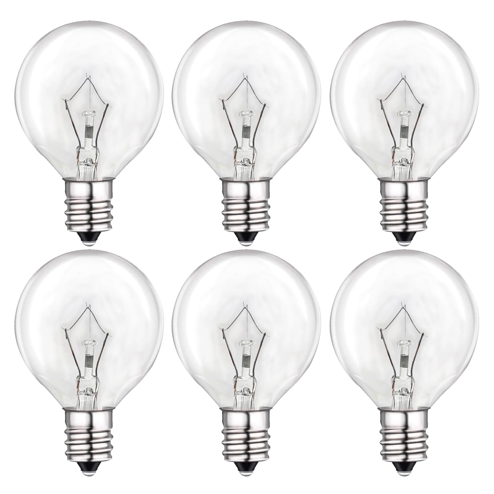 25 Watt Wax Warmer Bulbs,Light Bulbs for Full Size Scentsy Warmer,120V/E12 Base Type G Bulb,Dimmable, Warm White, 6 Packs G40 Bulbs for Candle Lamp