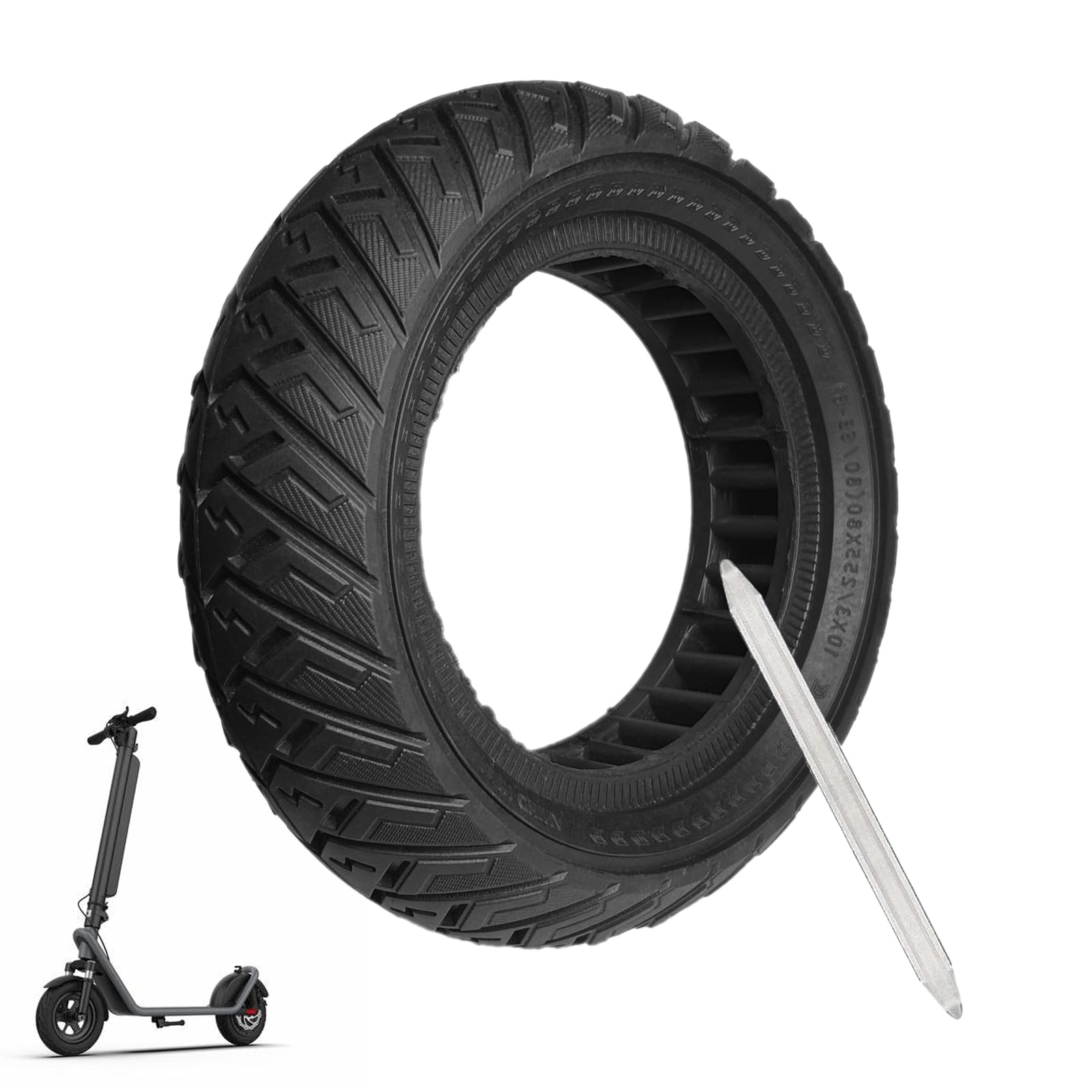 Photo 1 of 10x3 Off-road Solid Tire, 80/65-6 255x80 Tires Replacement, 10 inch Scooter Tubeless Solid Tire, for Varla Eagle One/Yume y10/Zero 10x/Nanrobot D4 D6 Electric Scooter (1 Pack)