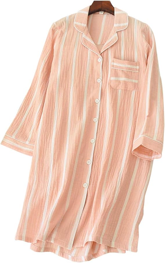 Amazon Bole Kk ネグリジェ ルームワンピース レディース パジャマ ワンピース マタニティ女性 ルームウェア 二重ガーゼ 長袖 綿 前開き ゆったり 部屋着 寝巻き かわいい シャツワンピ 介護 入院 ルームワンピース ネグリジェ 通販