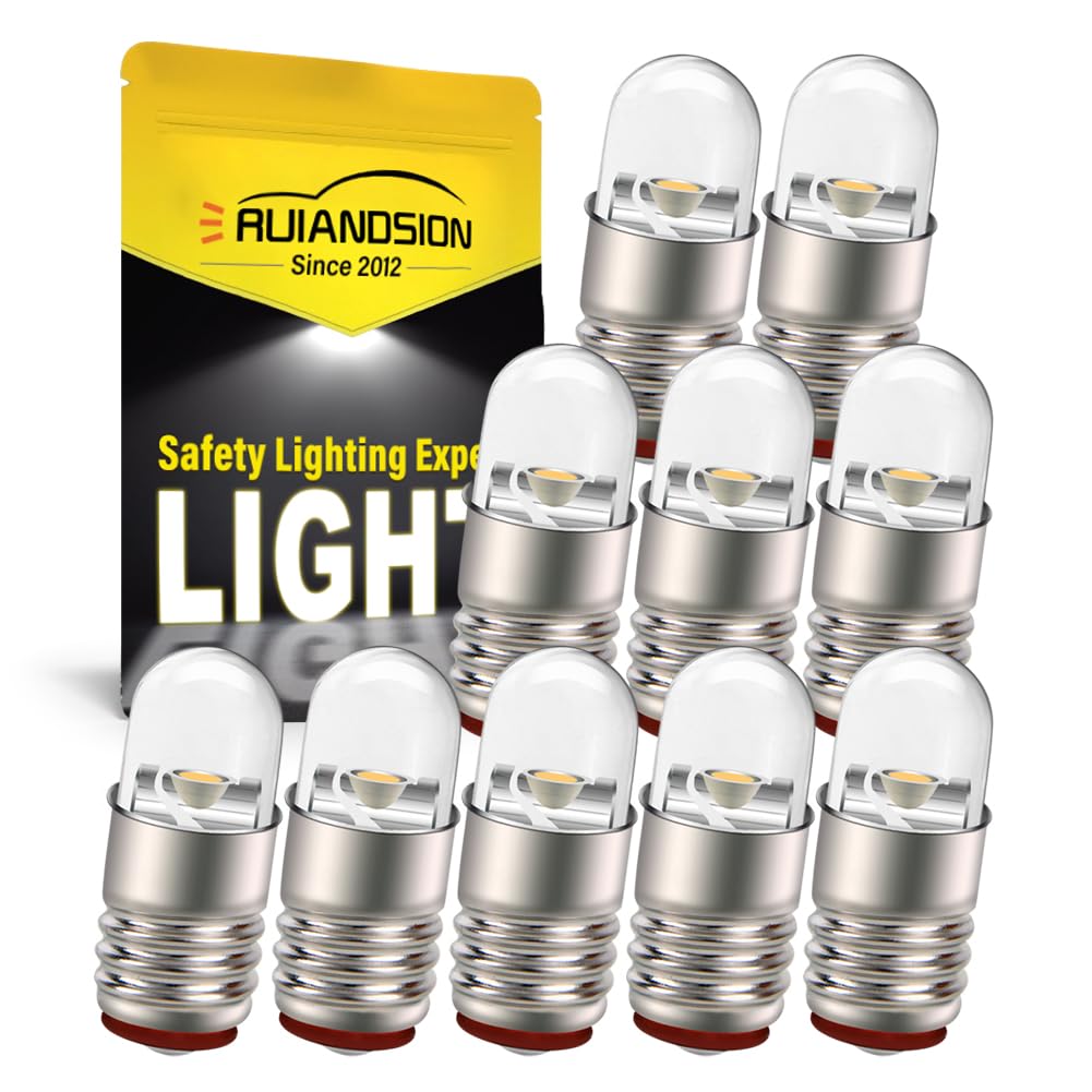 Ruiandsion E5 LED Bulb 12V Warm White E5 E5.5 Screw Base LED Bulb Upgrade for Modle Train Lights(Pack of 10)