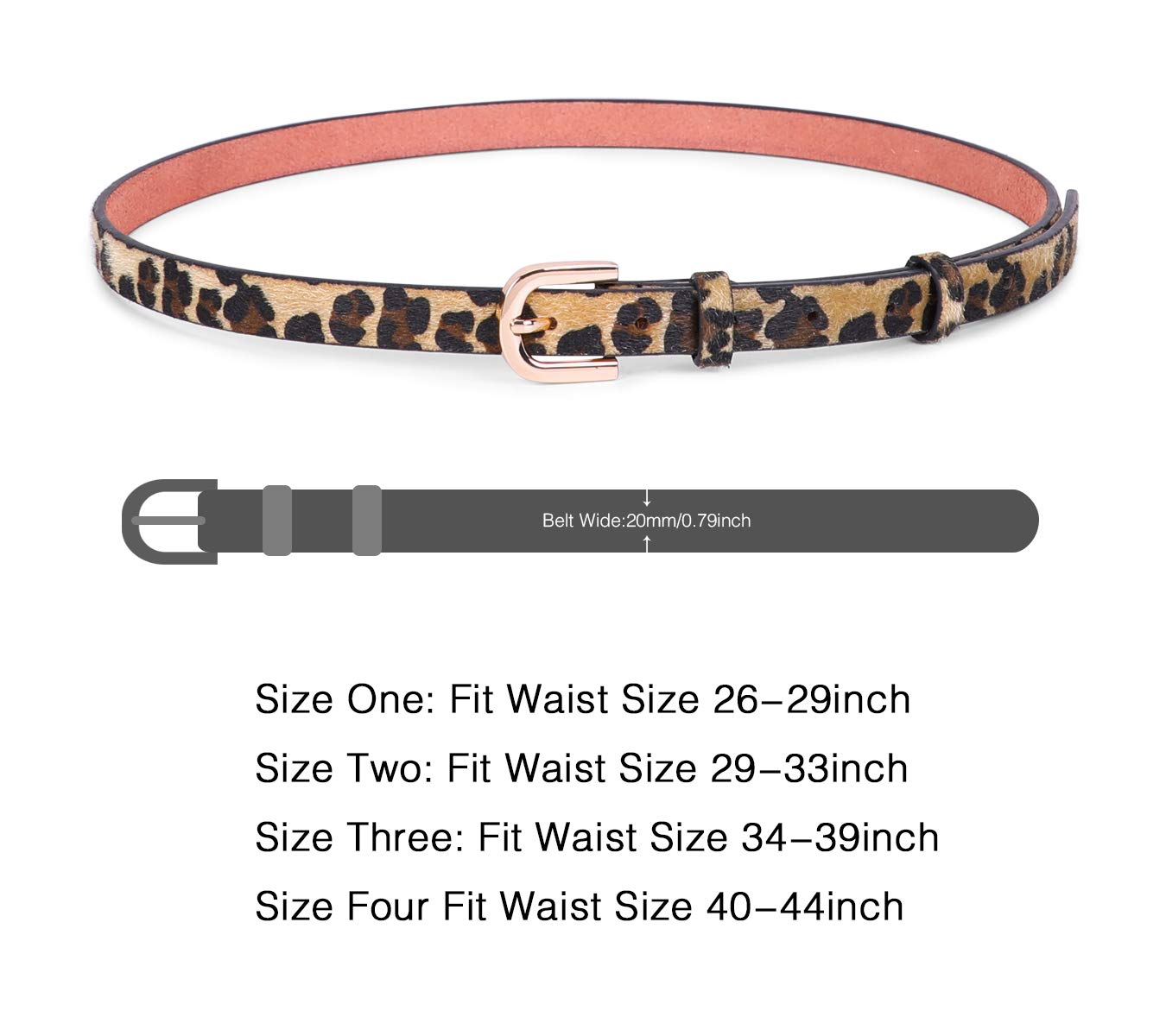 Ladies Stylish Leopard Belt, Gold Buckle Belt for Women Dresses Fit Waist up to 44 inch