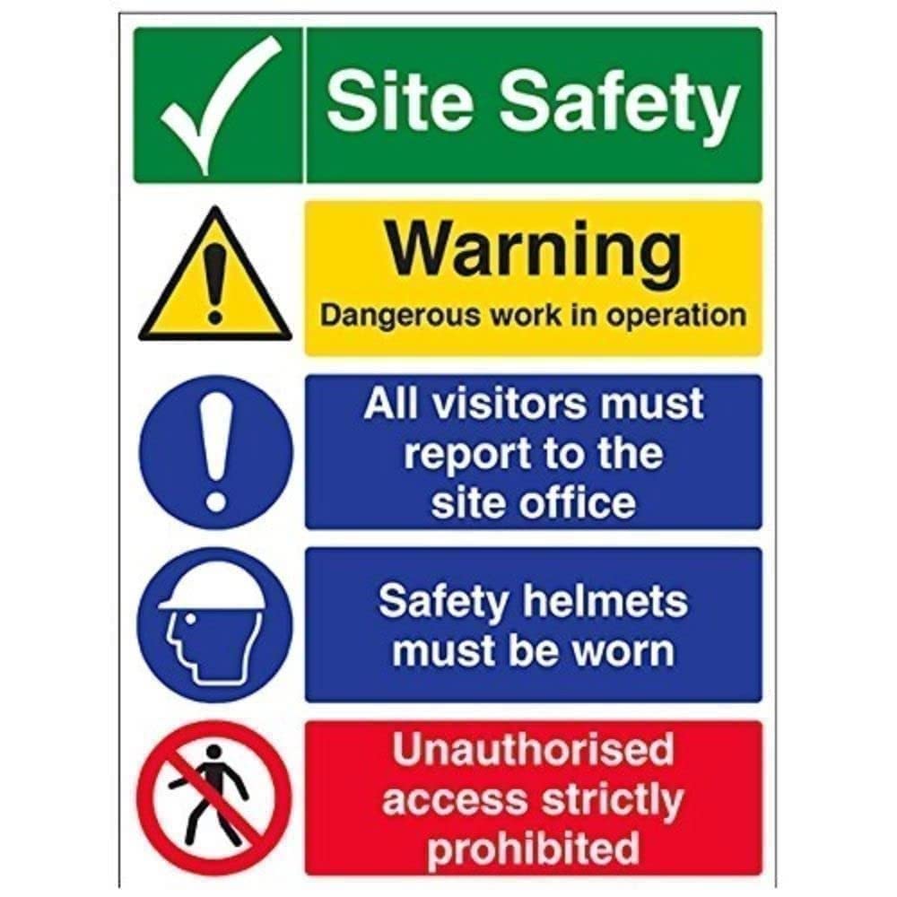 Vsafety Multi Hazard Site Safety Site Tick Warning Sign - 450mm x 600mm - 2mm Rigid Plastic — image 1