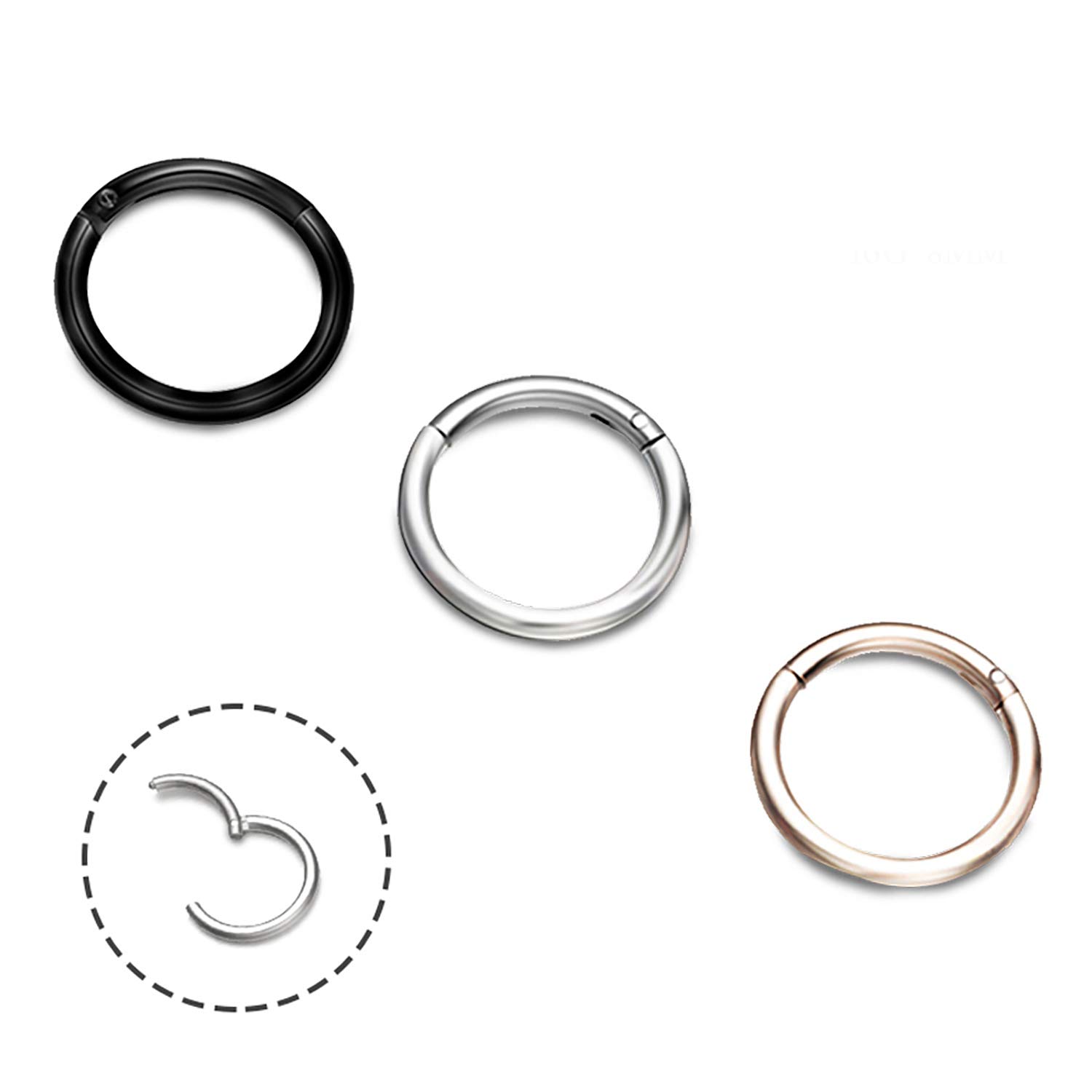 EVBEA 3 PCS Tragus Earring Hoop 16G 8mm 10mm Surgical Steel Septum Jewelry Cartilage Earrings Daith Piercing Nose Ring (12 mm)