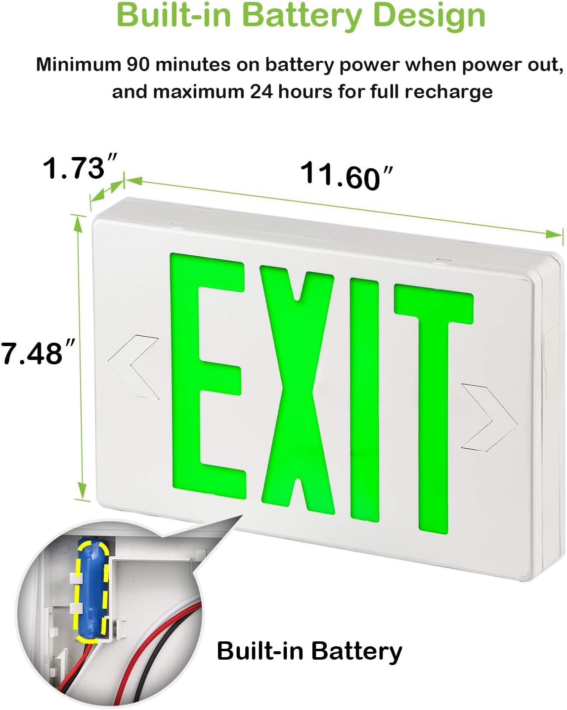 120V277V Universal Mounting Double Face Red Letter Emergency exit