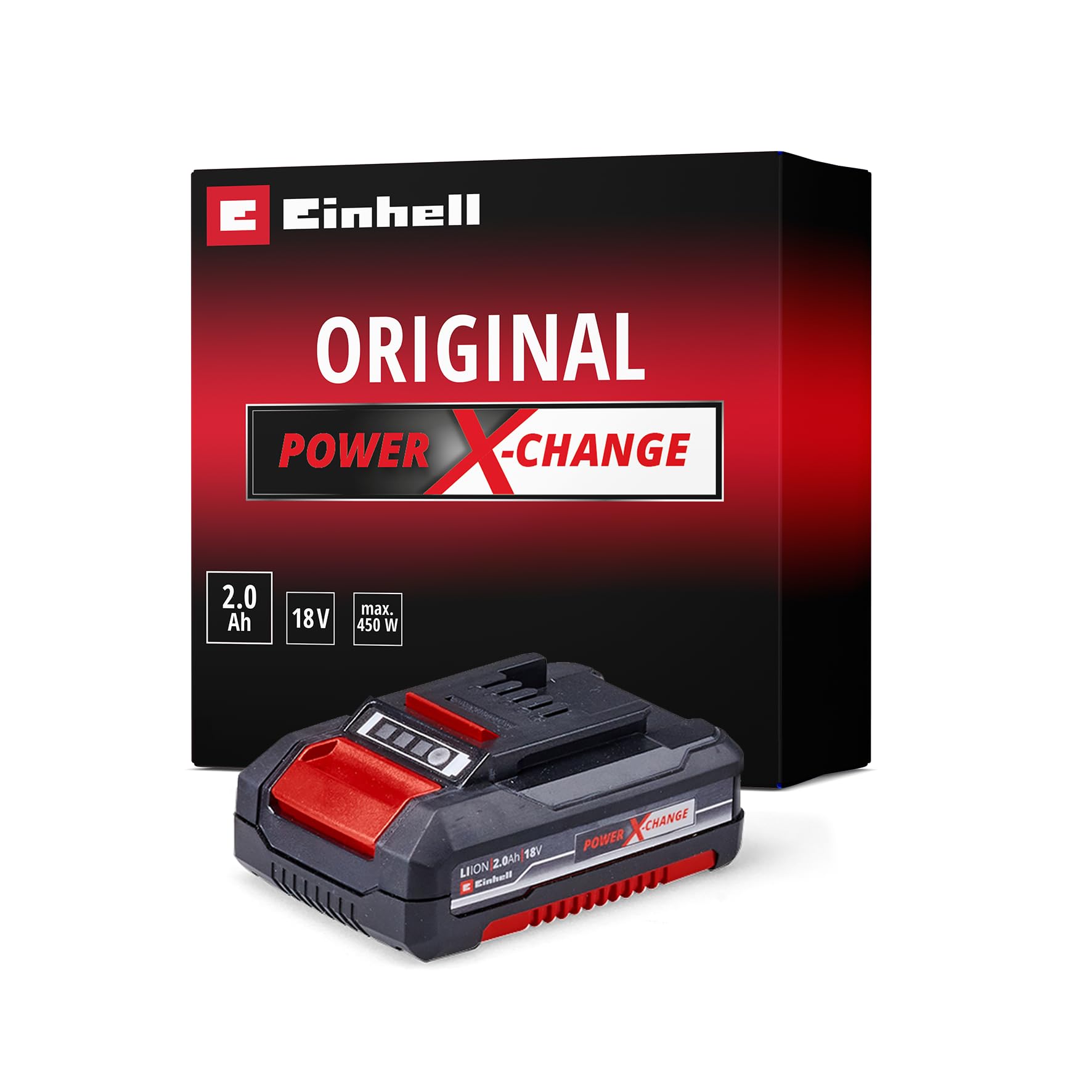 Einhell 4511395 Lithium Battery compatible with all Power X-Change Products, Red, 2.0 Ah Battery capacity