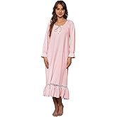 Nanxson Womens Cotton Nightgown Long Sleeve Sleepwear Vintage Victorian Lace Nightdress Loungewear