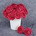 Febou Artificial Flowers, 50pcs Real Touch Artificial Roses Decoration DIY for Wedding Bridesmaid Bridal Bouquets Centerpieces, Party Decoration, Home Display, Office Decor (Standard Type, Deep Pink)