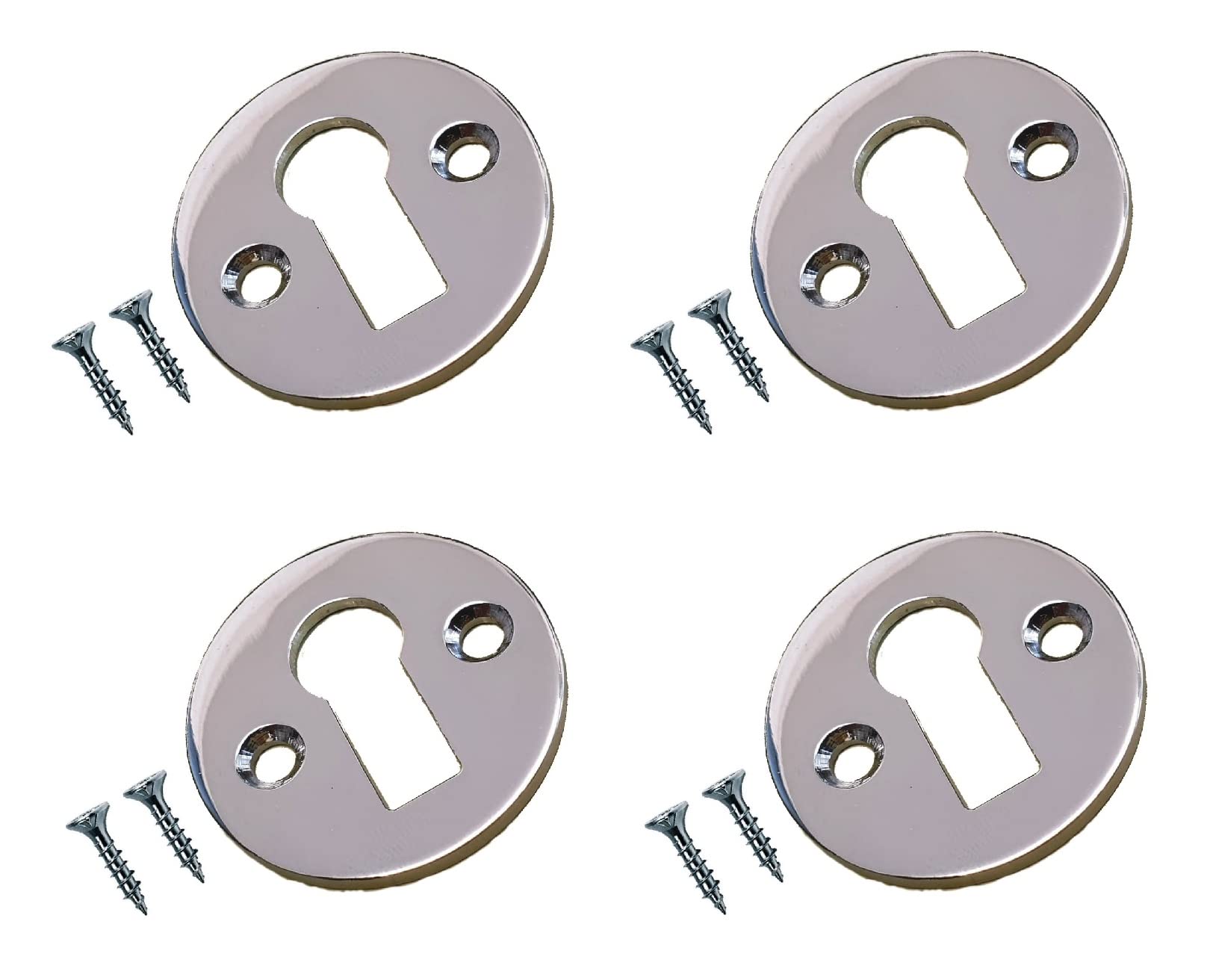 TERF® Polished Chrome Escutcheon Open 35mm Keyhole Cover Escutcheon including Fixing Screw - Pack of 4