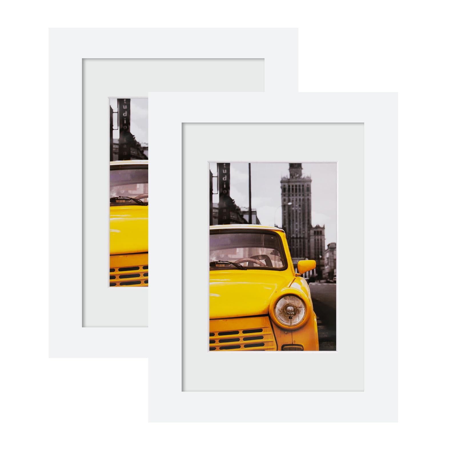 EGOFINE A6/10.5×14.8cm Photo Frames White Set of 2 - Made of Solid Wood for Table Top and Wall Mounting — image 1