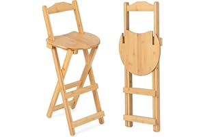 Yuxitia Folding Bar Stool: Compact 24" Folding Kitchen Counter Chair - Portable Wooden Bar Stool - Outdoor Shop Kitchen Restaurant Coffee Stool - 1pcs (Burlywood)