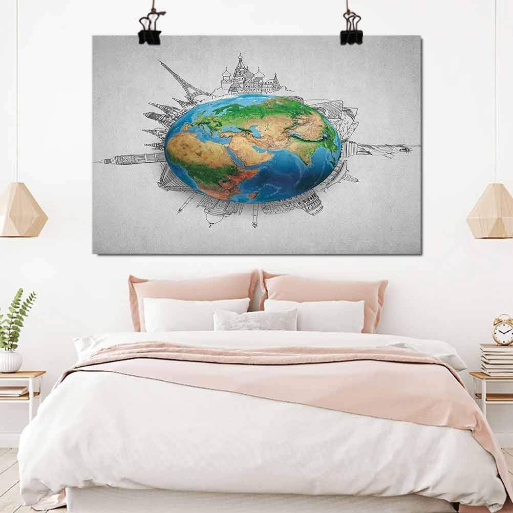 Earth Canvas Wall Art Globe of Earth Realistic