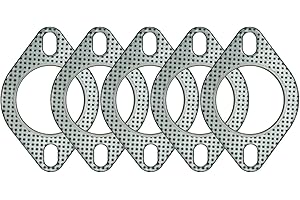 SHINTONES 5 PCS 2.36 inch 2-Bolt 2.36 Inch Exhaust Flange Gasket Turbo/Manifold/Header Down/Dump Pipe Flange, High Temperature Graphite for Headers, Catback, Axleback, MLSG High Temp Exhaust Gasket