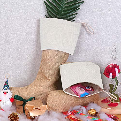 CGBOOM Christmas Stocking, 6 Pack DIY Burlap Xmas Fireplace Hanging Stockings for Family Holiday Home Decor Xmas Party Decorations - Thumbnail 5