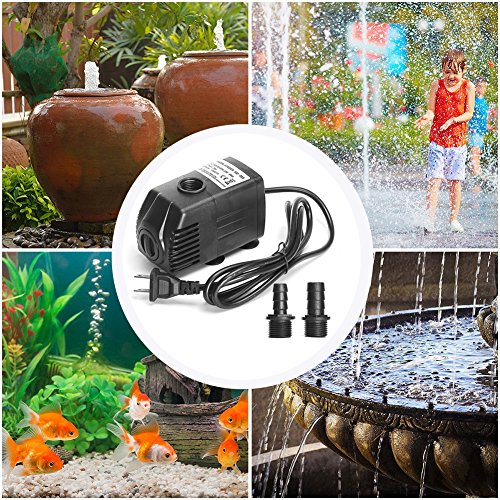 Coohome 400 GPH (1500L/H,25W),Submersible Pump, Adjustable Aquarium Pump, Powerful Pond Pump, Fountain Pump with 4.9ft Power Cord,6.56ft High Lift for Fish Tank, Statuary, Pond, Hydroponics